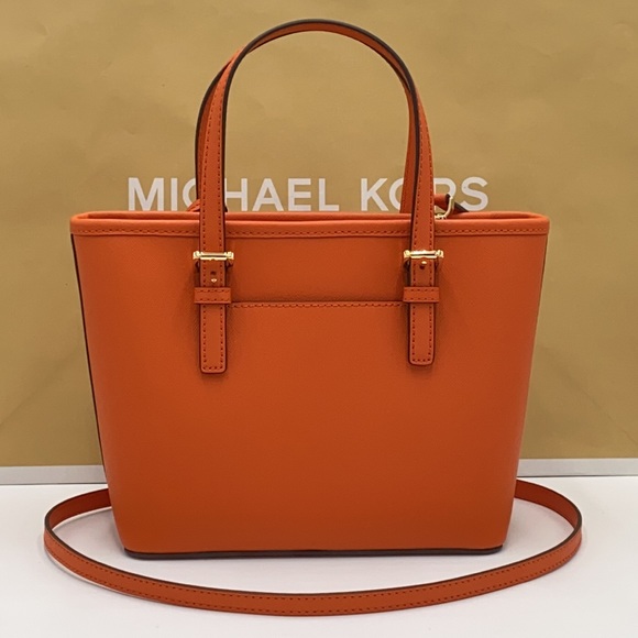 MICHAEL KORS XS CONVERTIBLE TOP ZIP TOTE TANGERINE - Picture 3 of 16